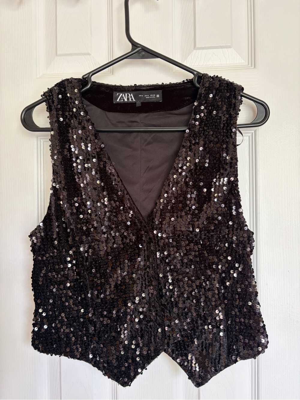 Zara Black Sequin Festival Vest Medium - Picture 2 of 8